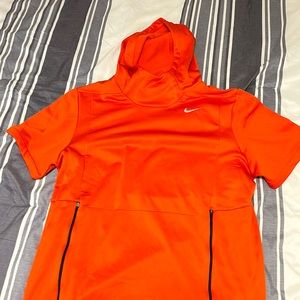 Orange Nike Short Sleeve Hoodie